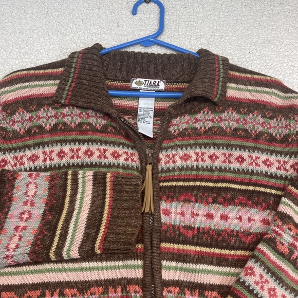 Tiara International Sweater Full Zip Cardigan Women's Med Vintage Fair Isle - Picture 1 of 8